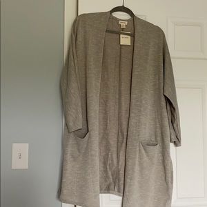 White and Tan Striped Cardigan